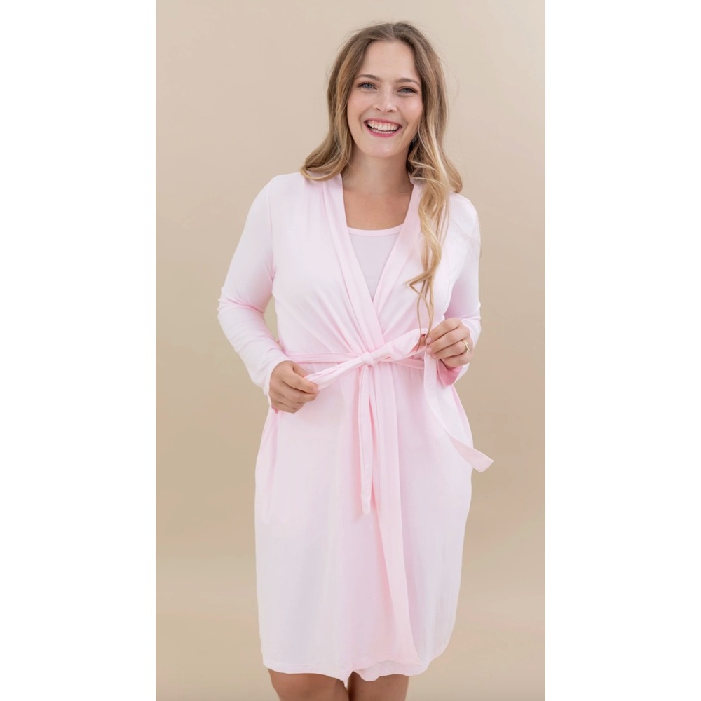 Kyte Baby Robe Womens XS/Small Pink Bamboo Mama Baby Lounge Comfort Sleep